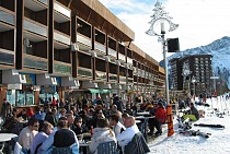 Le Corbier terrassen in de sneeuw